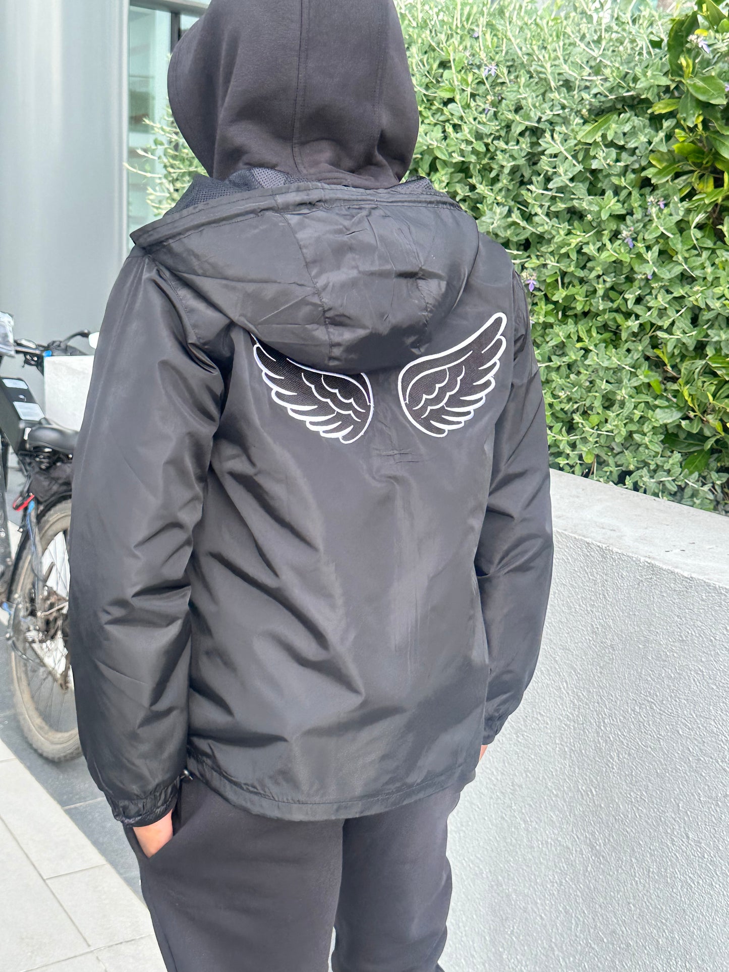 Customised black windbreaker