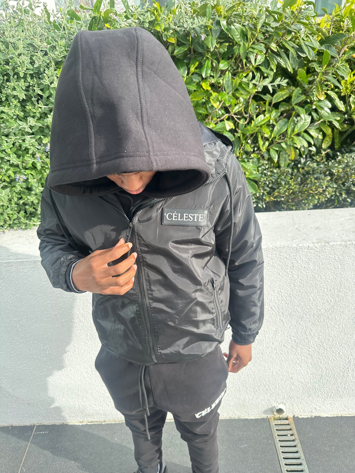 Customised black windbreaker